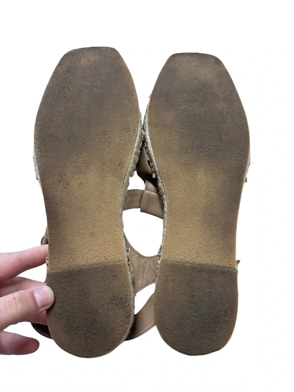 Bernardo Monri‎ Beige Leather Espadrille Sandals Square Toe Buckle Strap Size 9